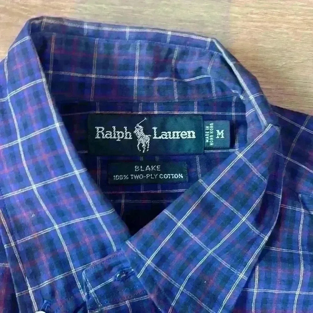 Ralph Lauren Blake Long Sleeve Shirt Purple Blue Plaid sz M (unisex) - Picture 2 of 11